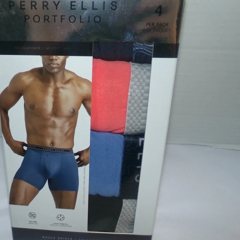 Perry‎ Ellis Portfolio Mens 4 Pack Boxer Briefs SZ XL~ASSORTED~NIB